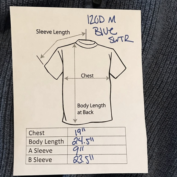 100% Cotton Izod Distressed 1/4 ZIP Sweater Blue - M - Picture 6 of 7